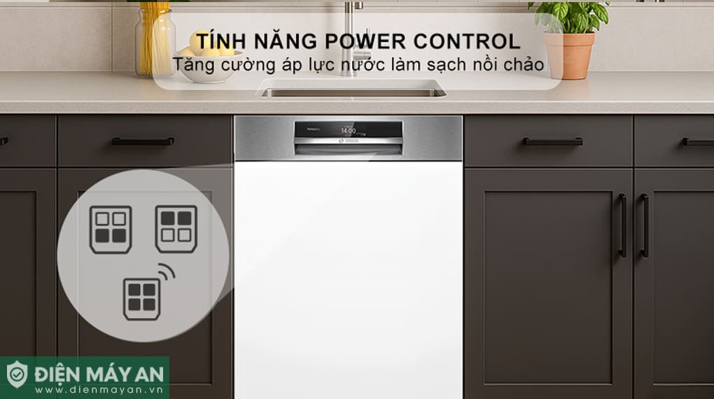 Máy rửa bát bán âm Bosch Serie 8 Sấy Zeolith SMI8ZDS81T